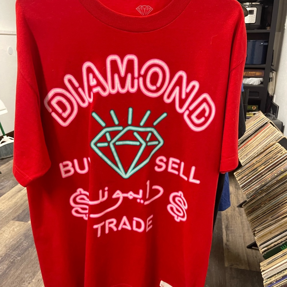 Red Graphic T-Shirt with Diamond Design
